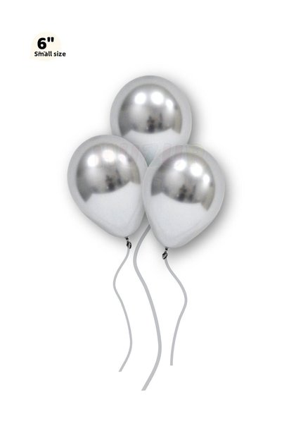 Small Mini Size Silver Color Chrome Balloon 10 Pieces 6 Inch 15 Cm Gray Silver Very Shiny Birthday Balloon