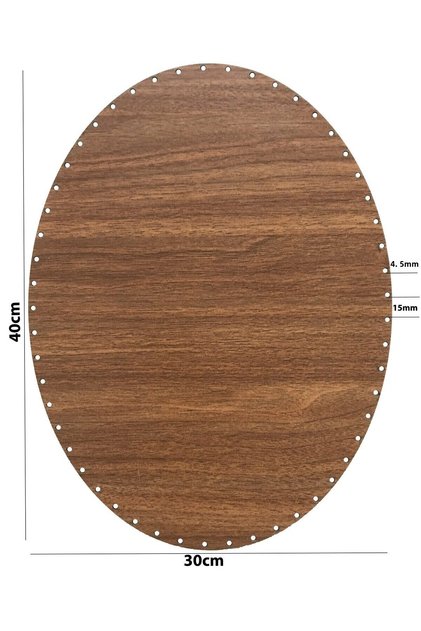 Rattan Weave Plate, Rattan Base, 40x30 cm, Ellipse/Oval, 3mm, Double-Sided Painted Walnut.