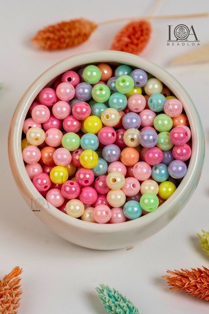 1. HIGH QUALITY COLORED Acrylic BEADS - 8 MM BEADS - FOR NECKLACES, BRACELETS, BUCKLES - ACCESSORIES - 25 GR MIX 80 PIECES