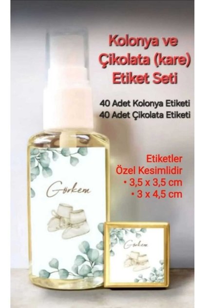 Özel Kesimli - Kolonya Çikolata Etiket Seti / Kare Madlen Çikolata - Kolonya Etiketi / Şişe Etiketi