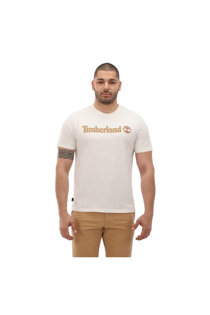 Linear Logo Men's White Round Neck T-Shirt
