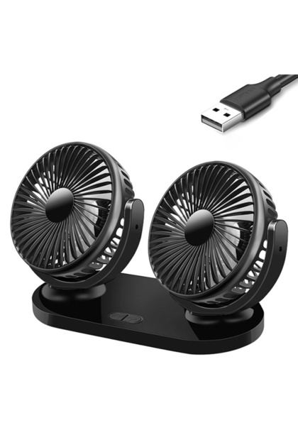 Çift Başlıklı Araç Fanı Oto Fan Vantilatör R-8037
