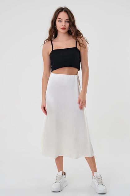 Beige Satin Skirt