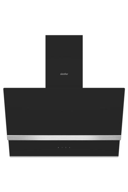 8738 60Cm Premium Siyah 2 Cam, Inox Dekorlu Davlumbaz