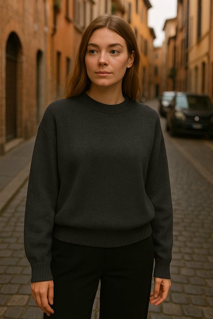 Round Neck Basic Knitwear Sweater, Soft Textured Crew Neck Sweater, Solid Knitwear Sweater