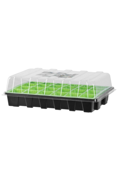 Tavă pentru răsaduri cu capac transparent din plastic, 24 de celule, 38x24,5x12,5 cm