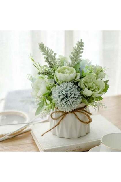 Artificial Potted Plants, Small Ceramic Vase Fake Flowers, Artificial Hydrangea, Plant Desktop Deco