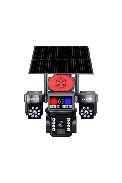 Avenir AV-S463 Siyah Sim Kartlı 3 Kameralı 4G Güneş Enerjili Solar