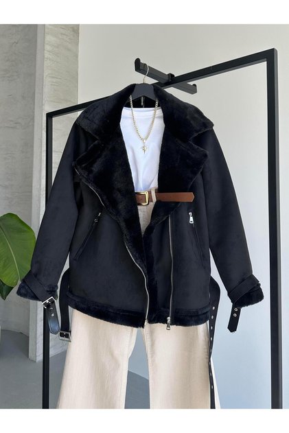 Black Suede Jacket with Belt