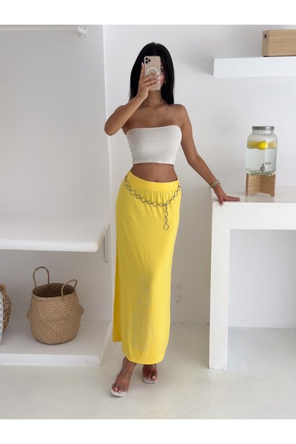 Women's Elastic Waist Comfortable Fit Long Stretch Viscosse Fabric Skirt Height 100 cm Belt Not Included