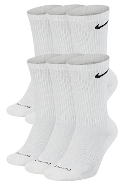 Комплект от 6 чифта мъжки чорапи, Nike, Памучни, Бели, 39-42 EU