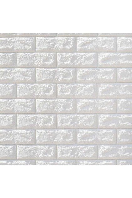 ملصقات حائط ثلاثية الأبعاد مقاومة للماء من الطوب الاصطناعي، أبيض 70x77x0.9 سنتيمتر