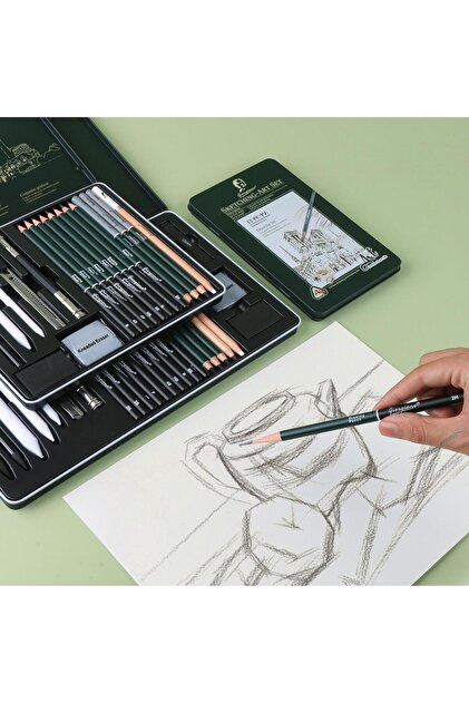 GİORGİONE Metal Kutu Sketching-Art Çizim Seti 10 Parça (G-101008