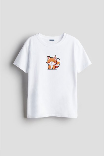 Fox Fox Patterned Minimal Design Animal Printed Unisex Children's T-Shirt