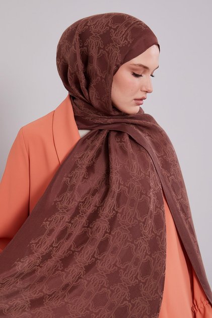 Coffee Tuğra Pattern Grazia Shawl