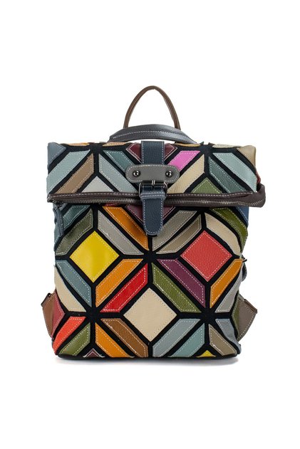 Rucsac dama piele colorat geometric