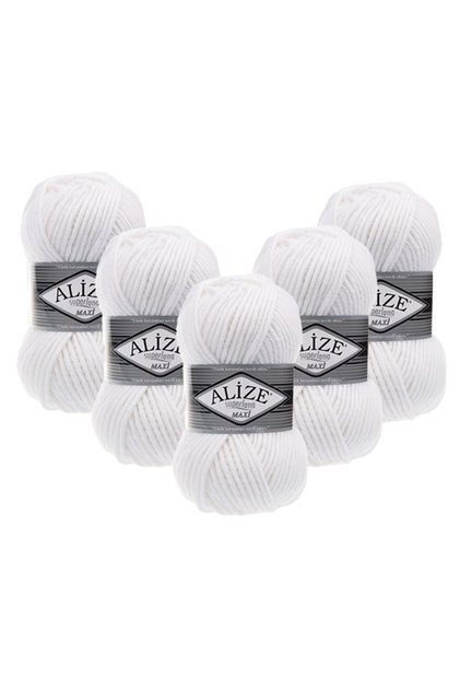 Superlana Maxi 5-Pack – 55 -Thick Knitting Yarn for Winter Sweater Cardigan and Scarf