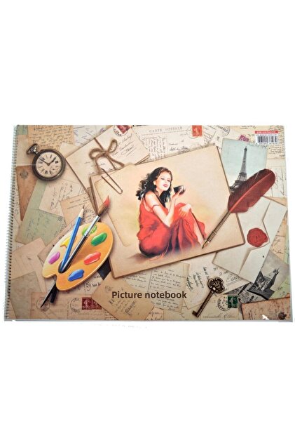 Sim 35x50 Spiral Cardboard Cover 15 Sheets Drawing Book 1 Piece