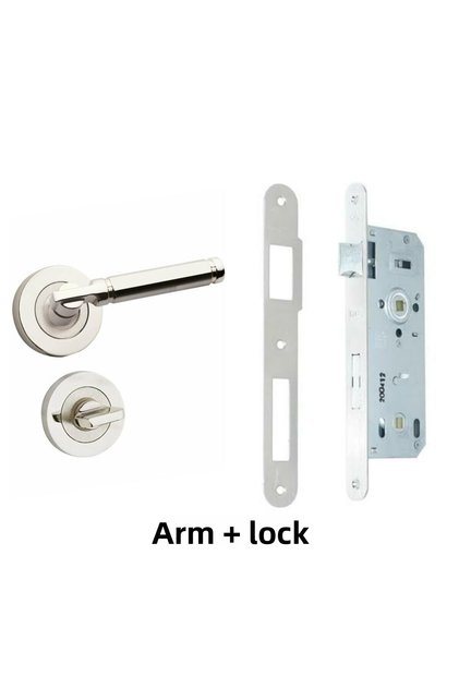 Sofuoğlu Şebboy Badge Nickel Satin (BATHROOM-WC) Door Handle & (BATHROOM-WC) Door Lock 1 Set