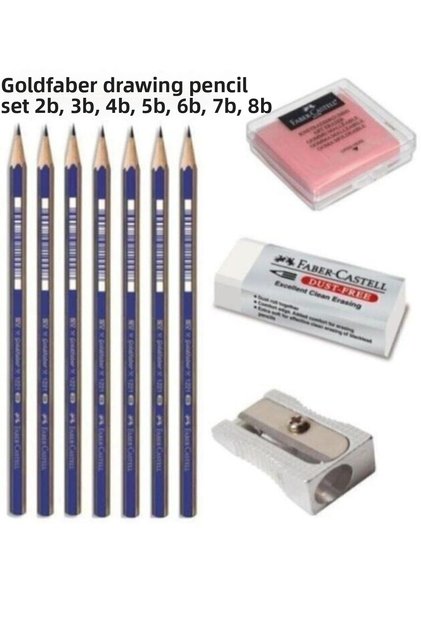 Graduated Pencil Pencil Drawing Pencils 2b 3b 4b 5b 6b 7b 8b, Dough Eraser, Pencil Sharpener, White Eraser