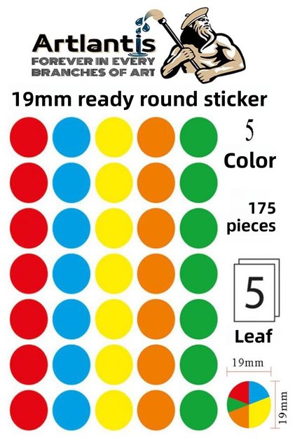 19 mm Colorful Ready-Made Round Label 1 Pack of 175 Mix Color Office Labels Self Adhesive Nok