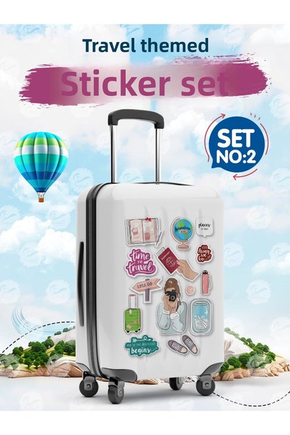 Travel Themed Suitcase Sticker Label Sticker S2 (Laptop Tablet Drinker Phone Suitcase Notebook Book)-T97