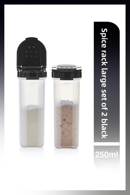 Set of 2 Large Spice Containers 250 ml Black Spice Storage Container