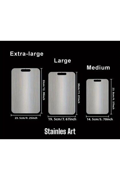Set of 3 Stainless Steel Top Quality Antibacterial Cutter Board