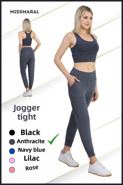 Leggings Anthracite High Waist Jogger Comfortable Fit Double Side Pockets Sporty Look Trend Jogger 106103