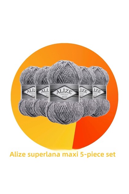 Superlana Maxi Set of 5 Thick Hand Knitting Yarn 801 Jaspe Gray