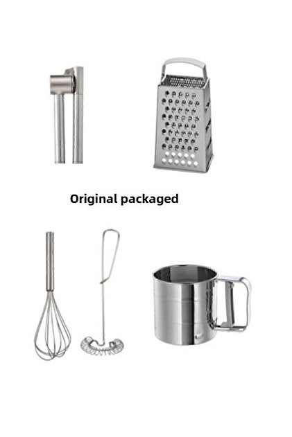 5 Piece 4-Piece Kitchen Set; Koncıs Garlic Masher Idealısk Grater Idealısk 2-Piece Beater Idealısk Flour Sieve