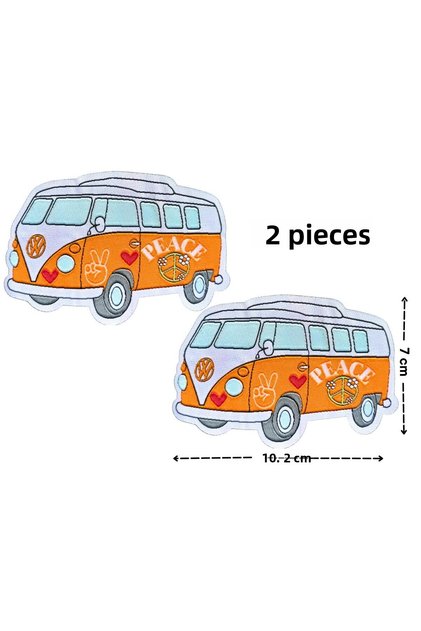 Iron-Sticking Vosvos Minibus -Hippi- Woven Crest/Patch