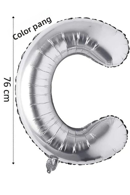 C Letter Balloon - 76 cm Gray Color - Foil Balloon