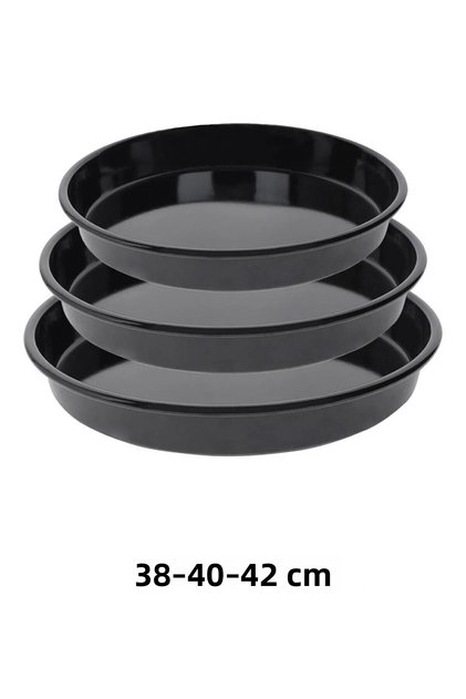 38-40-42 cm Set of 3 Black Glossy Enamel Round Oven Trays