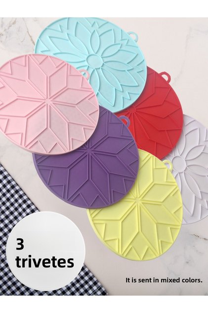 Silicone Round Trivet Set of 3 (Mixed Color)