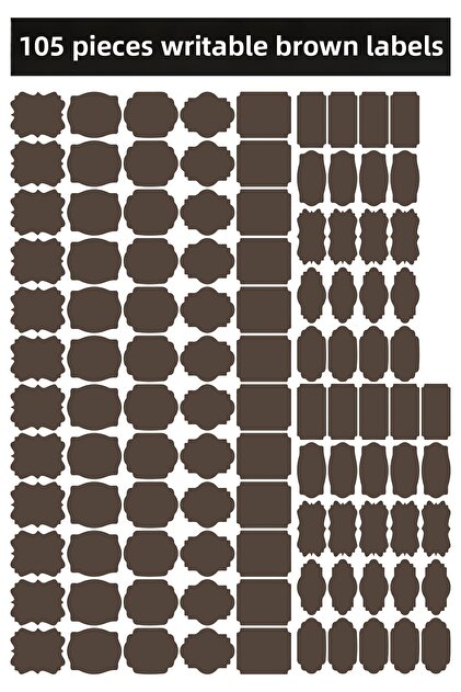 Brown 105 Pieces Writable Sticker, Jar Sticker, Brown