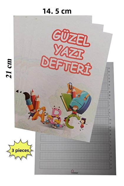 دفتر كتابة جميل صغير الحجم 14,5x21 سم 24 ورقة 3 قطع مفكرة قياسية مخططة عموديًا