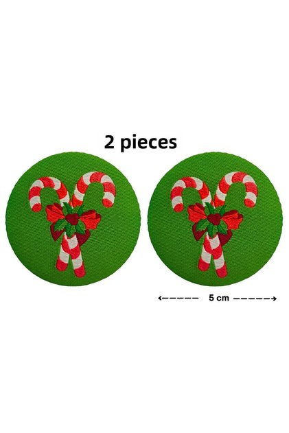 Iron-On New Year's Cane Candy Woven Crest/Patch