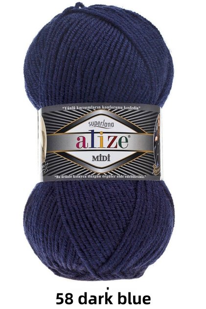 5 Pieces Alize Superlana Midi 58 Navy Blue