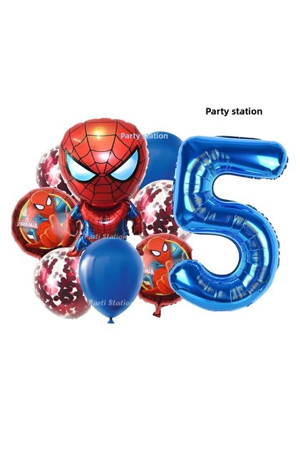 Spiderman Star Balloon 5 Years Concept Birthday Balloon Set Spiderman Spiderman Balloon Set