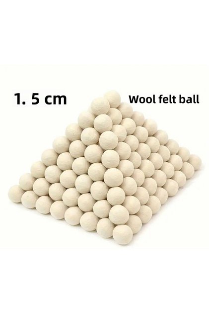 White Wool Felt Ball 1.5 cm Diameter Package 50 Pieces