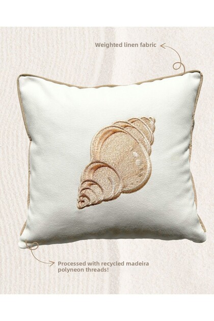 Marine Pattern Embroidered Throw Pillow Cover