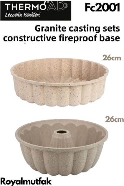 Granite Cast Iron Pie Tart Mold Cast Iron 26cm + Cast Iron Thick Slice Cake Mold 26 cm / Mink