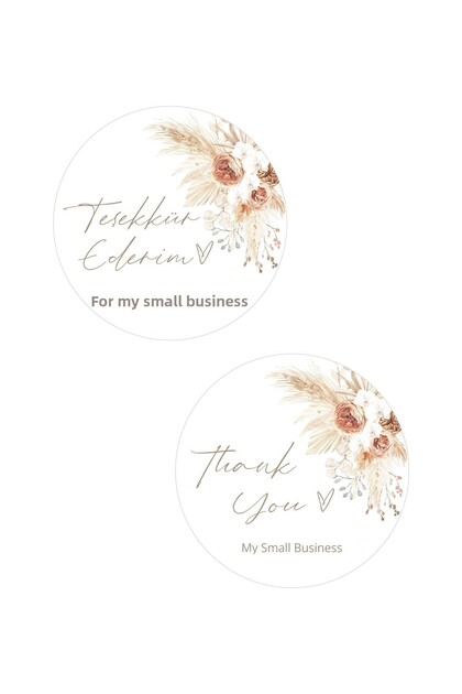64 Pieces Boho Thank You Adhesive Sticker Label Gifts Packaging