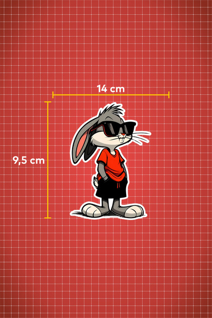 Quart Aksesuar 14 x 9,5 Cm Bugs Bunny Sticker Araba Laptop Oto