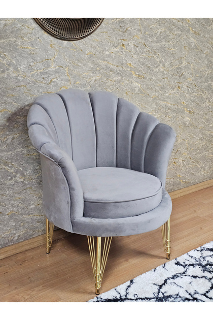 Tekli İstiridye Gold Kaplama Telli Ayak Çay Seti Koltuk Tekli Berjer , Balkon, Salon, Ofis