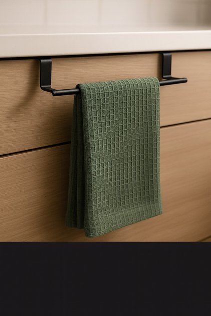 Bez Havluluk Çelik Dolap Kapağı Havlu Askılığı 30cm Siyah