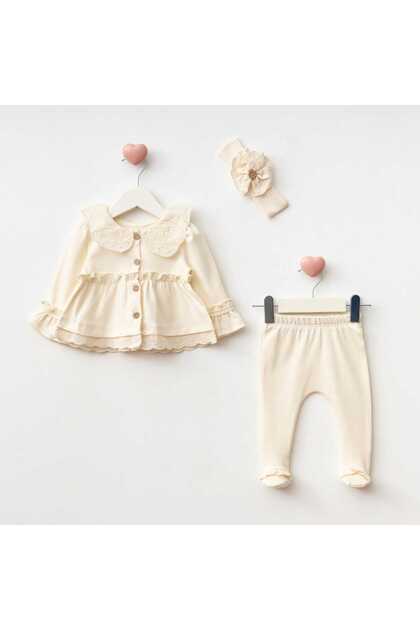 Baby Girls 3-Piece Set – Blouse, Booties Pants and Headband
