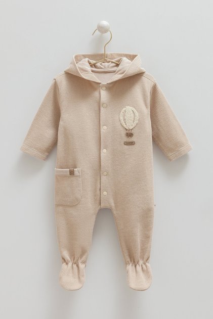 01-12 Months Size Range Knitwear with Combed Cotton Lining Soft Jumpsuit - Stone