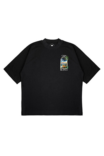 PURE EFFECT Unisex Oversize Chrome Hearts Baskili Baskılı Boxy Fit